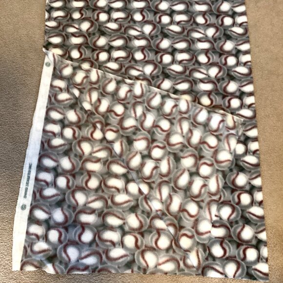Gray Fleece Fabric One Piece of Material Baseballs Balls Sports Sewing Quilting - Picture 3 of 6